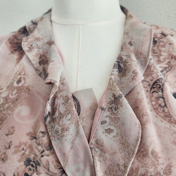 Vintage Pendleton Light Pink Floral Secretary Blouse Long Sleeve Romantic M - Picture 4 of 8